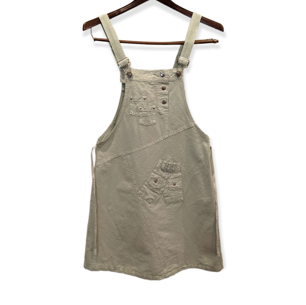 HUGO BOSS Light Green Denim Overall Retro 90s Style Dress/Jumper Skirt Size S/M
